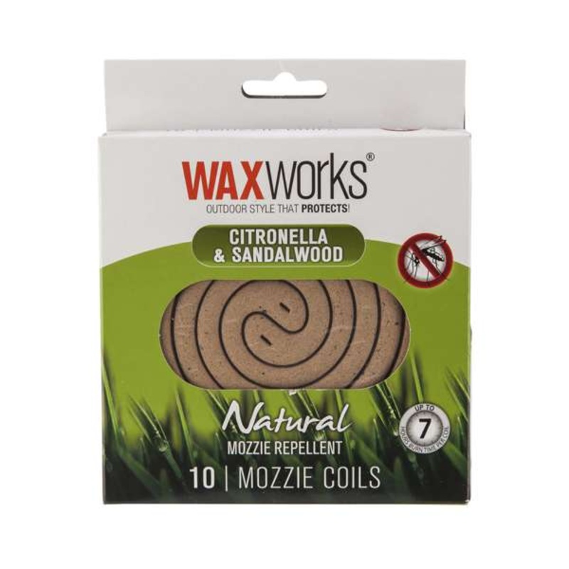 Waxworks Citronella & Sandalwood Mosquito Repellent Coils – 10 Pack