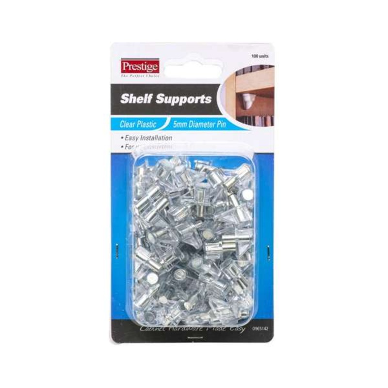 Prestige Plastic Shelf Supports Clear 5mm – 100 Pack