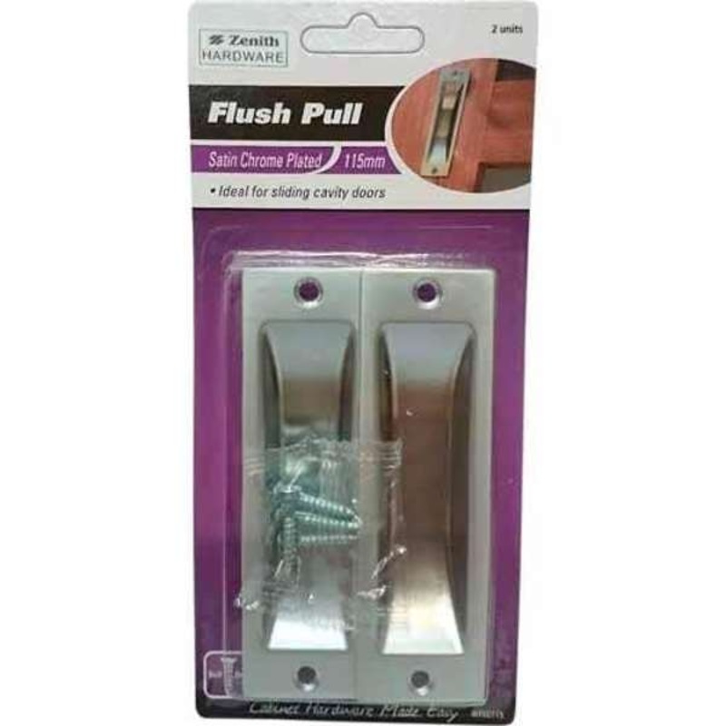 Prestige Traditional Flush Pull Satin Chrome Plated 115mm – 2 Pack