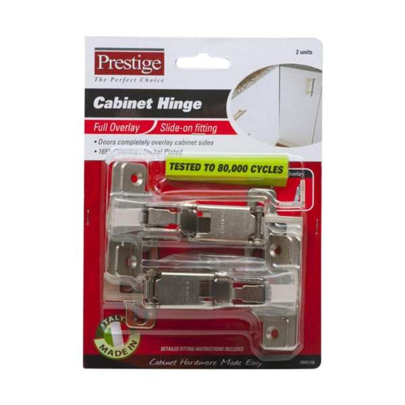 Prestige Cabinet Hinge Slide On Fitting Half Overlay Nickel Plated F/o – 2 Pack