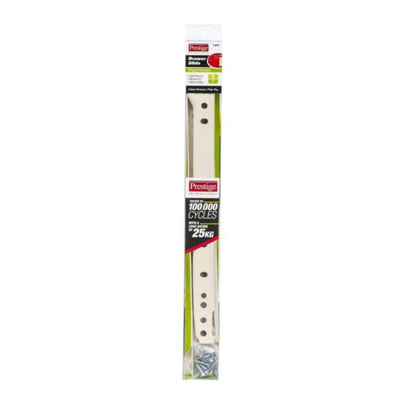Prestige Drawer Slide Metal White 300mm – 2 Pack