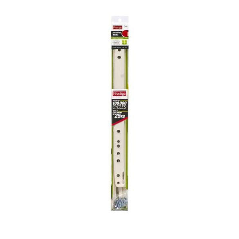 Prestige Drawer Slide Metal White 350mm – 2 Pack