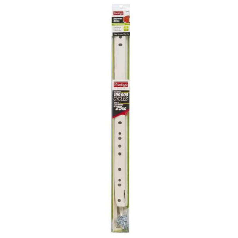 Prestige Drawer Slide Metal White 400mm – 2 Pack