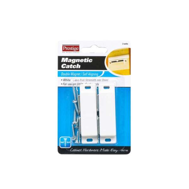 Prestige Magnetic Catch Heavy Duty Double White 4kg – 2 Pack