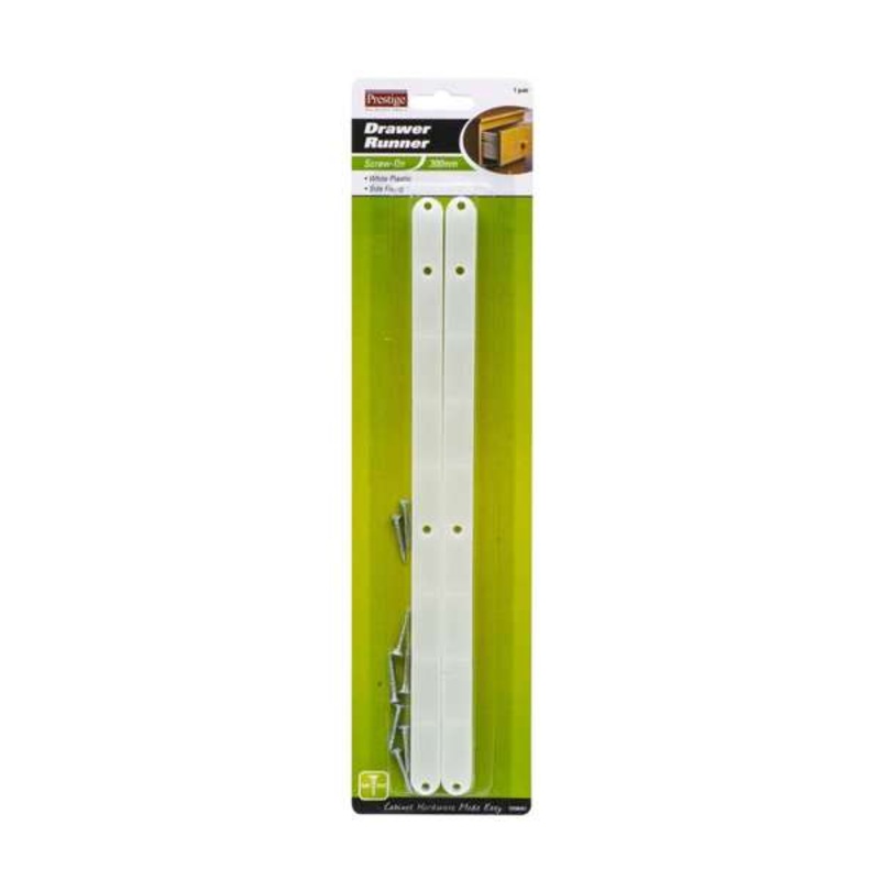 Prestige Plastic Drawer Runners White 300 x 17 x 13mm – 2 Pack