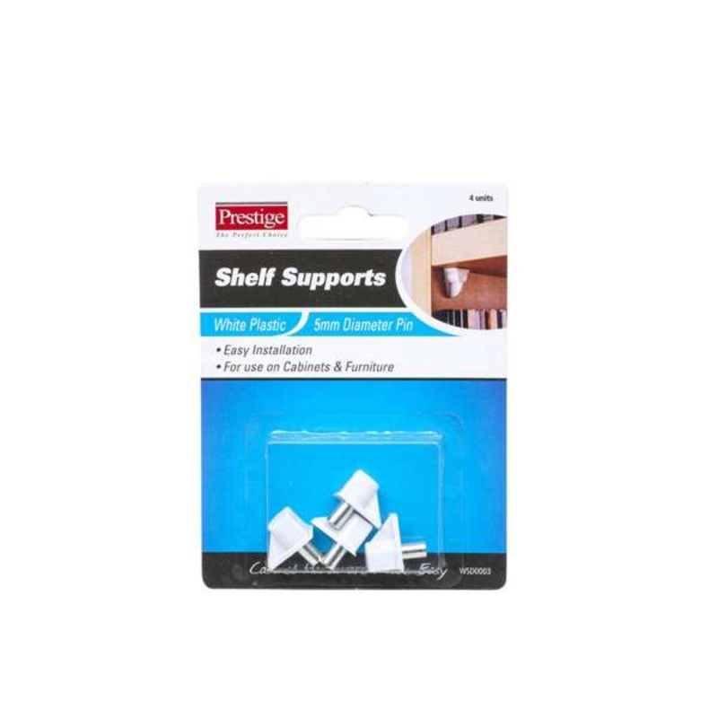 Prestige Plastic Shelf Supports White 5mm – 4 Pack