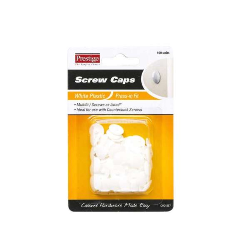 Prestige Press-in Screw Caps White – 100 Pack