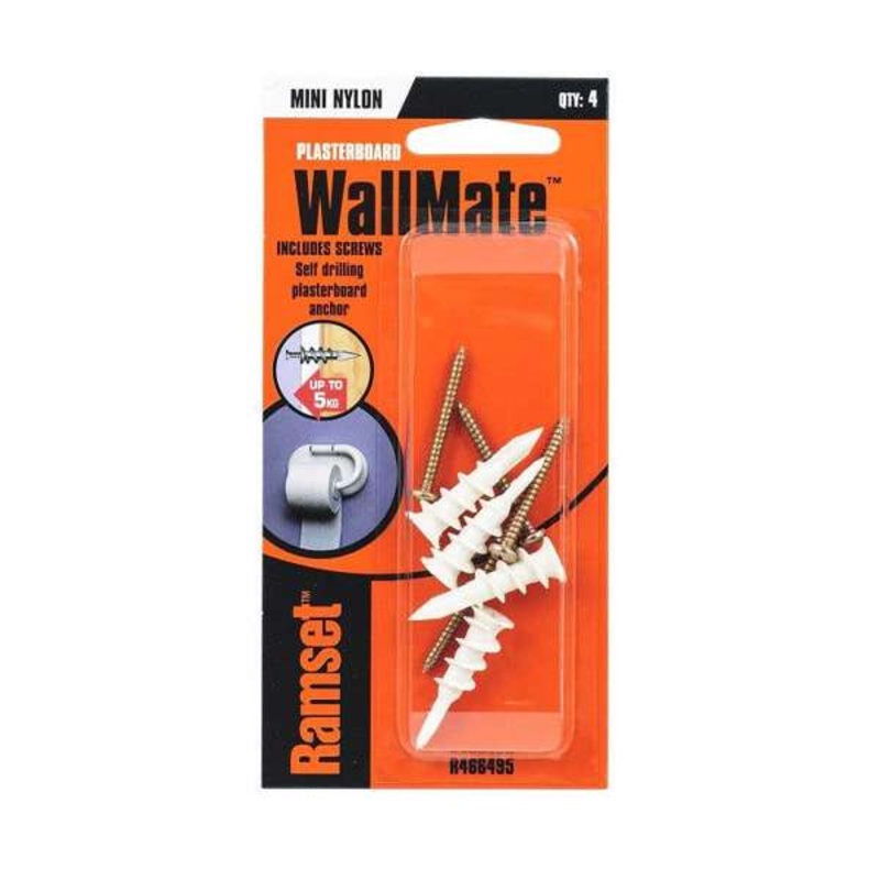 Ramset WallMate Nylon Mini With Screws 5kg – 4 Pack