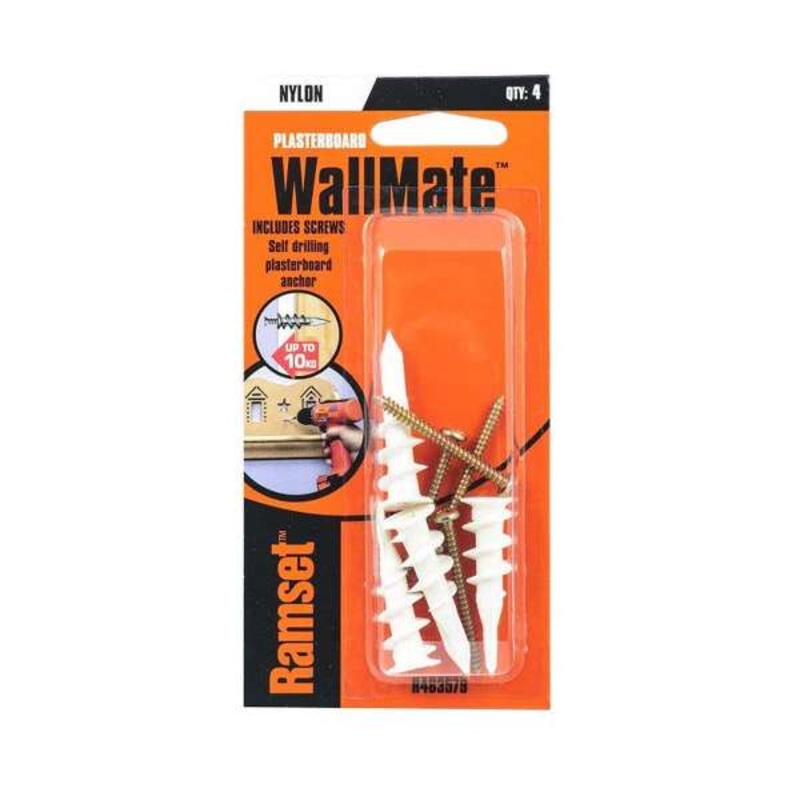 Ramset WallMate Nylon With Screws 10kg – 4 Pack