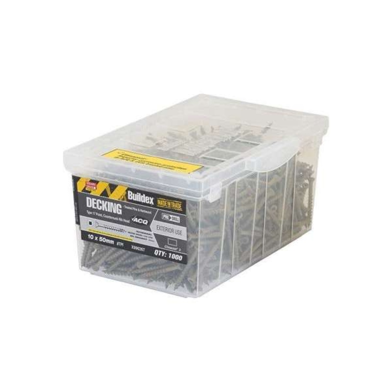 Buildex Decking Screws T17 Climacoat 8 – 10 x 50mm – 1000 Pack