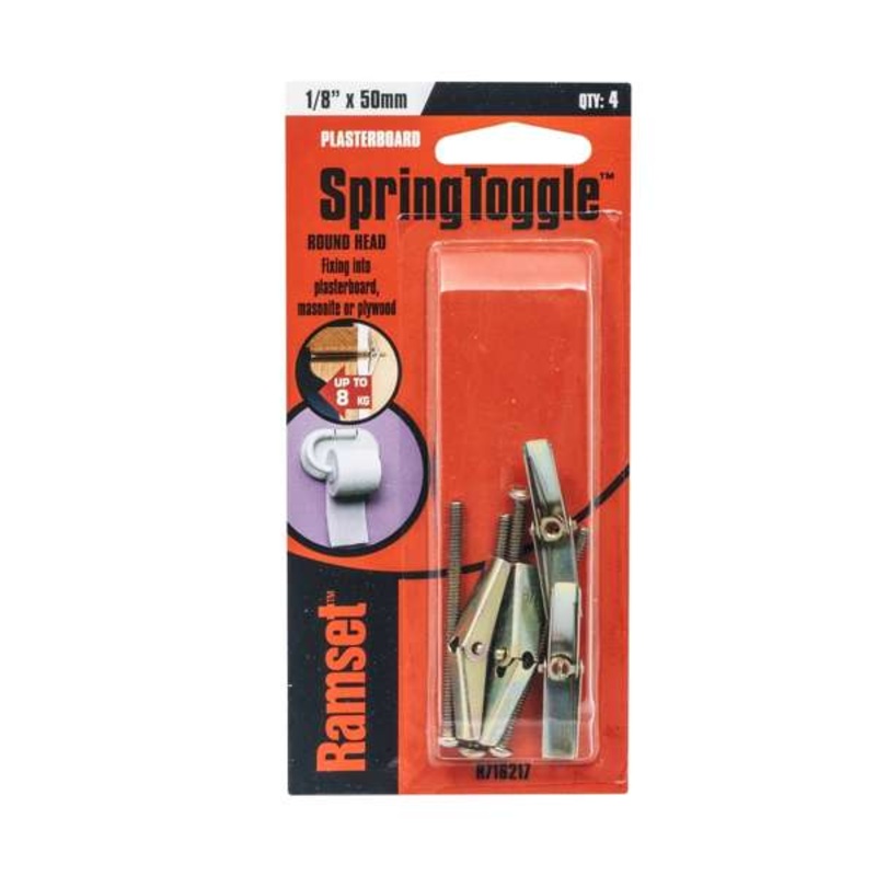 Ramset SpringToggle Round Head 1/8 x 50mm 8kg – 4 Pack