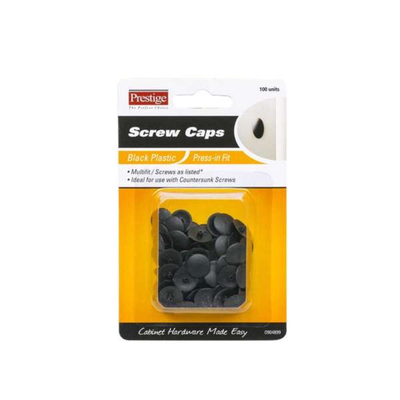 Prestige Press-in Screw Caps Black – 100 Pack