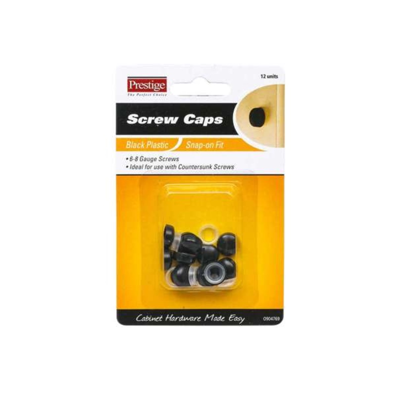 Prestige Snap-on Screw Caps Black 6 – 8g – 12 Pack