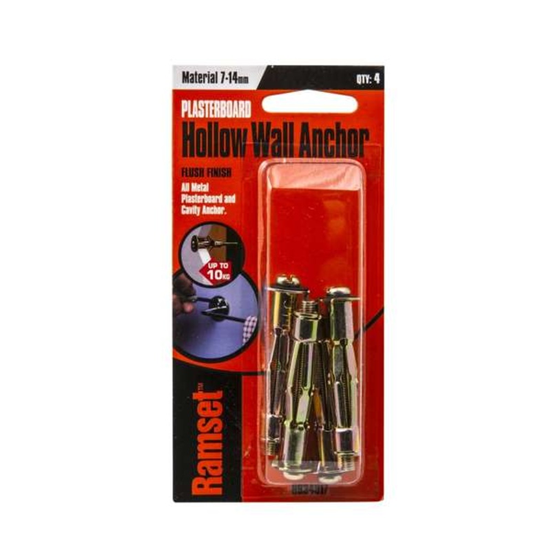 Ramset Hollow Wall Anchor 7mm – 14mm 10kg – 4 Pack