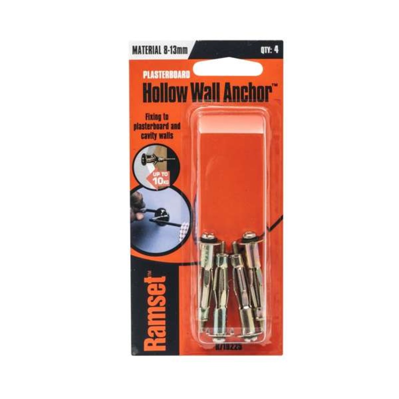 Ramset Hollow Wall Anchor 8mm – 13mm 10kg – 4 Pack