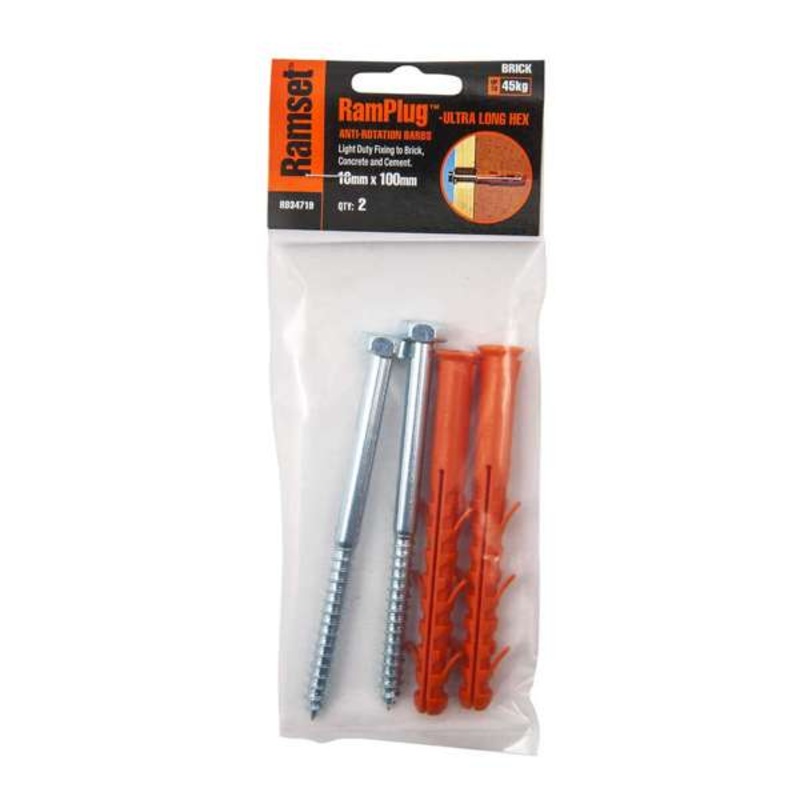 Ramset Ramplug U-Long Hex Zinc 10 x 100mm – 2 Pack