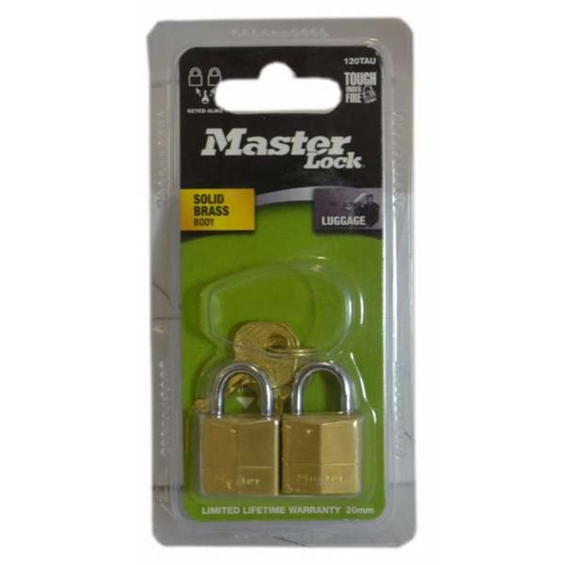 Master Lock Key Aliked Brass Padlock 19mm – 2 Pack
