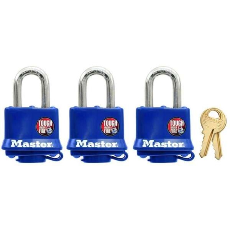 Master Lock Laminated Coated Padlock 40mm – 3 Pack