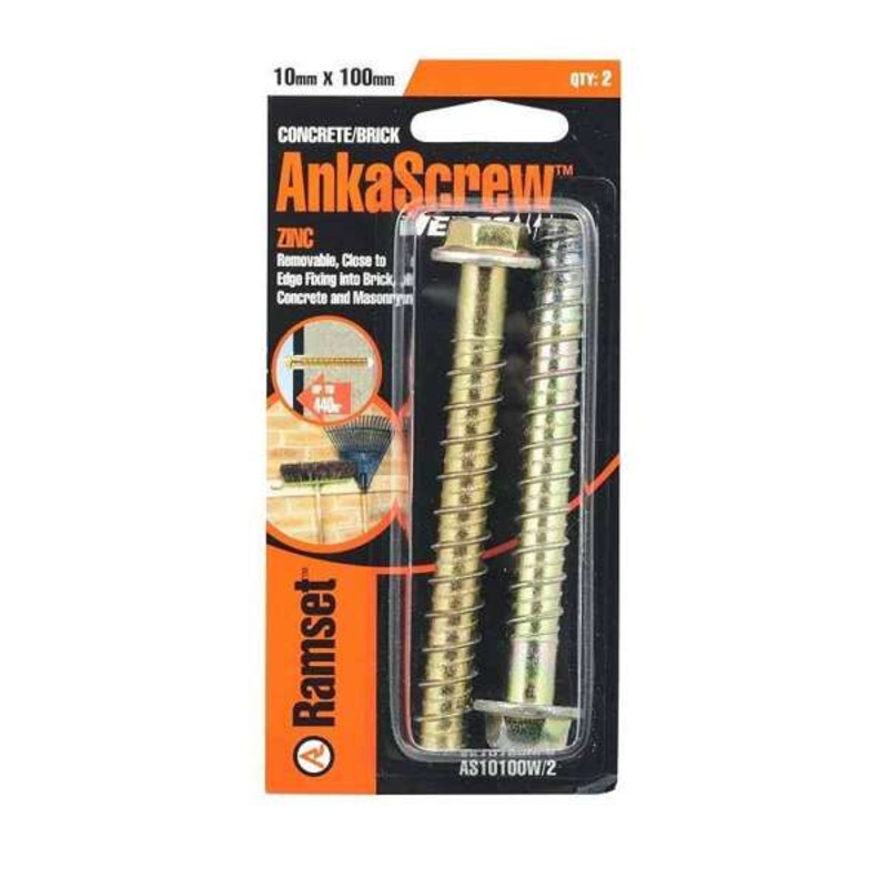 Ramset Ankascrew Zinc 10 x 100mm – 2 Pack