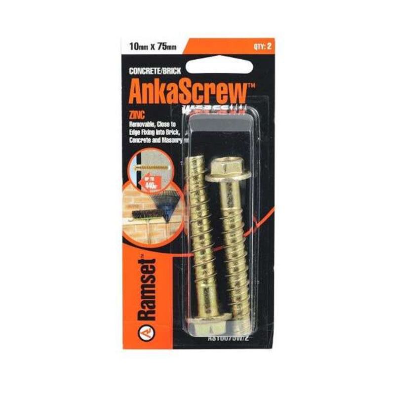 Ramset Ankascrew Zinc 10 x 75mm – 2 Pack