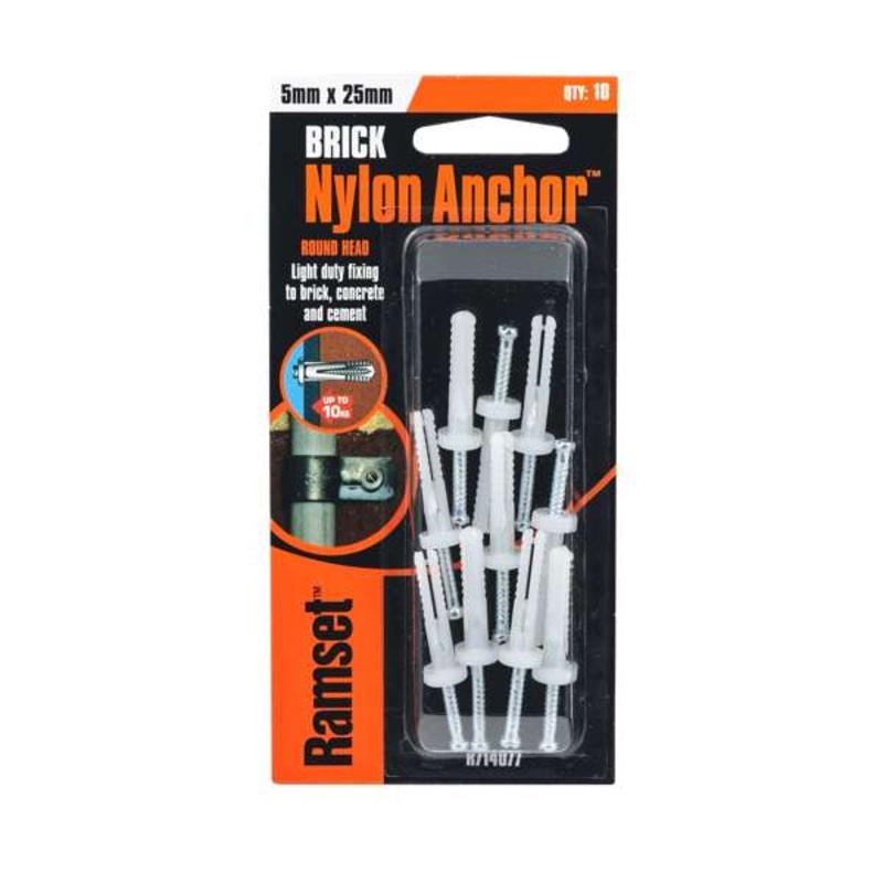 Ramset Nylon Anchor Round 5 x 25mm – 10 Pack