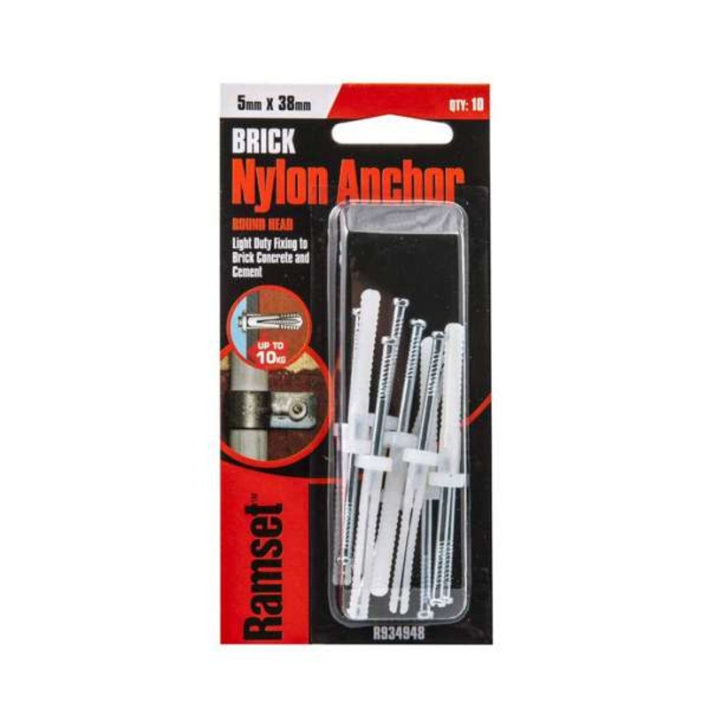 Ramset Nylon Anchor Round 5 x 38mm – 10 Pack