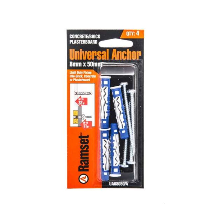 Ramset Universal Anchor Nylon 8 x 50mm – 4 Pack