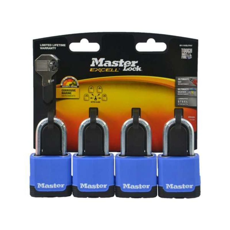 Master Lock Excell Laminated Cover Padlock 45mm – 4 Pack
