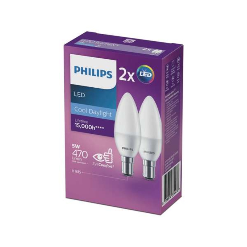 Philips Globe LED Candle 5W SBC 470Lm Cool Daylight – 2 Pack