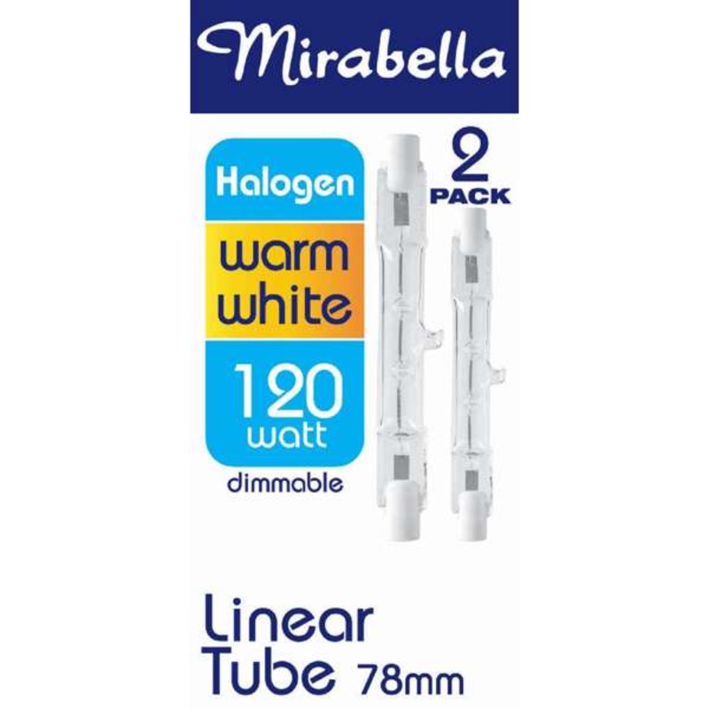 Mirabella Eco Halogen Linear globe 120W Warm White 78mm – 2 Pack