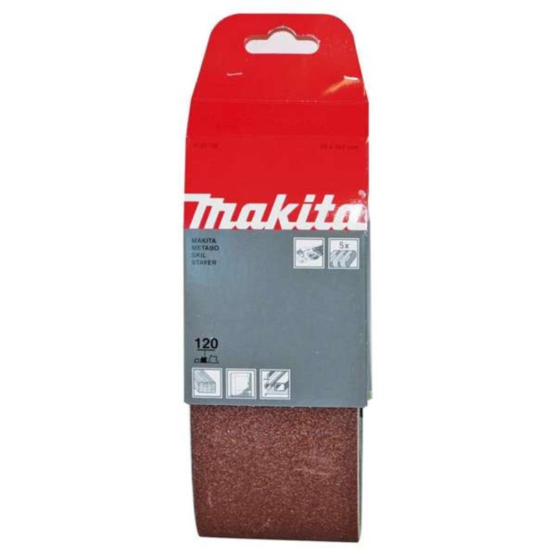 Makita Abrasive Belt P120 76 x 457 – 5 Pack