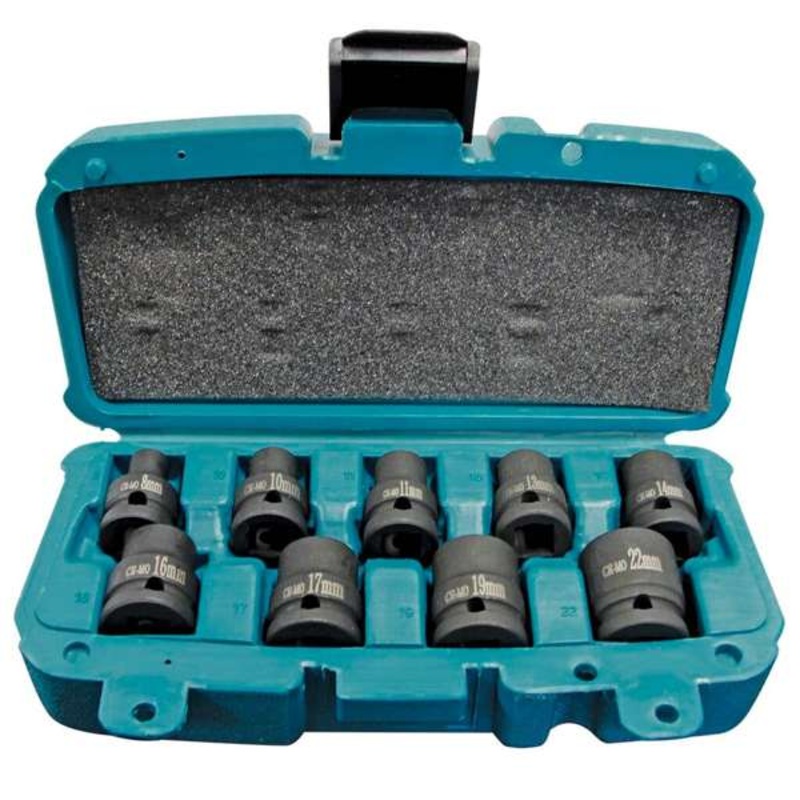 Makita Impact 1/2 Drive SAE Socket Set – 9 Piece T-01208