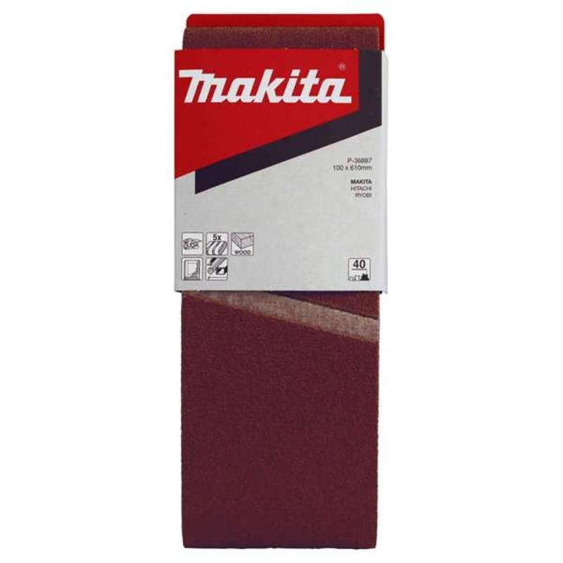 Makita Sanding Belt 40G 100 x 610mm – 5 Pack P-36887