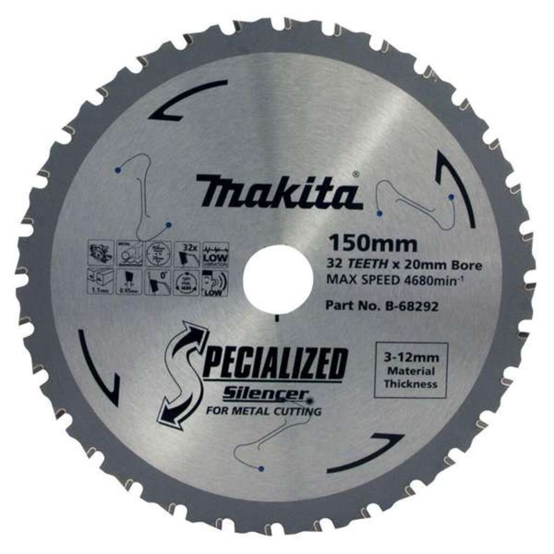 Makita Silencer TCT Saw Blade Specialised Cold Metal 32T 150 x 20mm B-68292