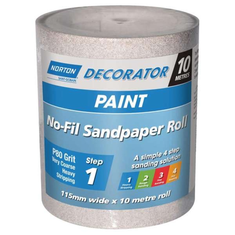 Norton Decorator No-Fil Sanding Solution for Paint – 115mm x 10m Roll