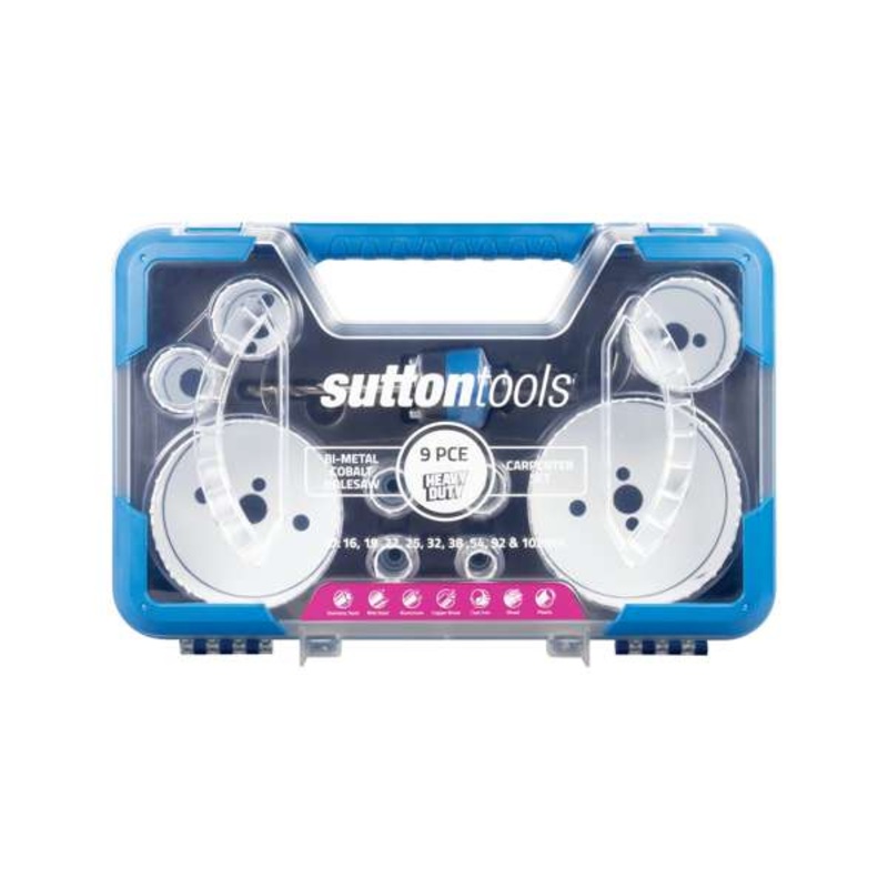 Sutton Tools Hole Saw Bi-Metal Cobalt Carpenter Set 16-102mm – 9 Piece