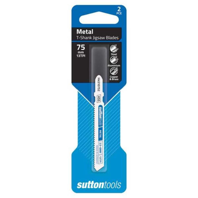 Sutton Tools T-Shank Jigsaw Blade Sheet Metal General 75mm – 2 Piece