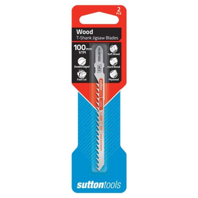 Sutton Tools T-Shank Jigsaw Blade Wood Double Edge 100mm – 2 Piece