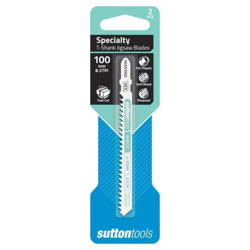 Sutton Tools U-Shank Jigsaw Blade Specialty Plastics 100mm – 2 Piece