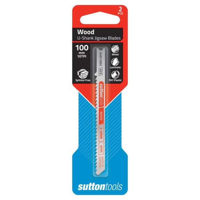 Sutton Tools U-Shank Jigsaw Blade Wood Splinter Free 100mm – 2 Piece