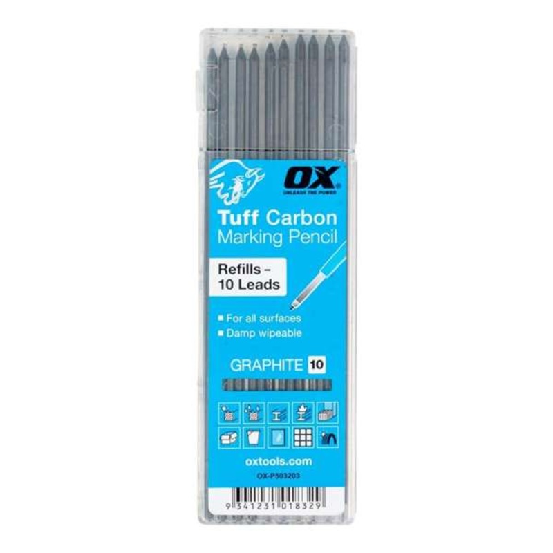 Ox Tuff Carbon Marking Pencil Graphite Lead Refill – 10 Piece