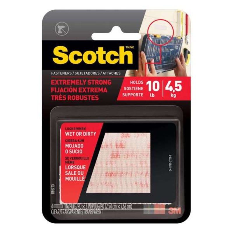 Scotch Extreme Fasteners Clear Strips 2.6 x 7.6cm – 2 Pack