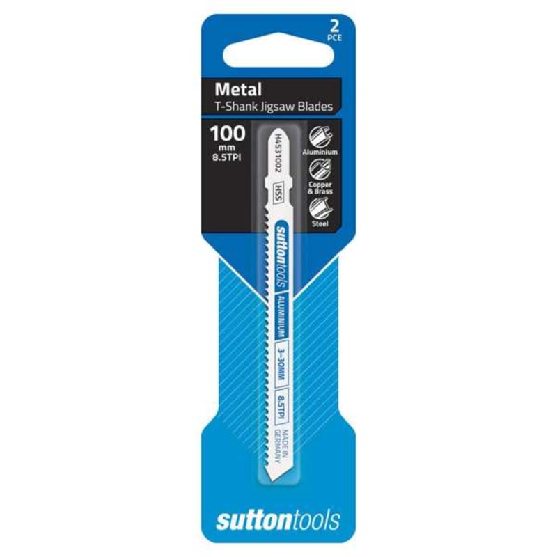 Sutton Tools T-Shank Jigsaw Blade Metal Aluminium 100mm – 2 Piece