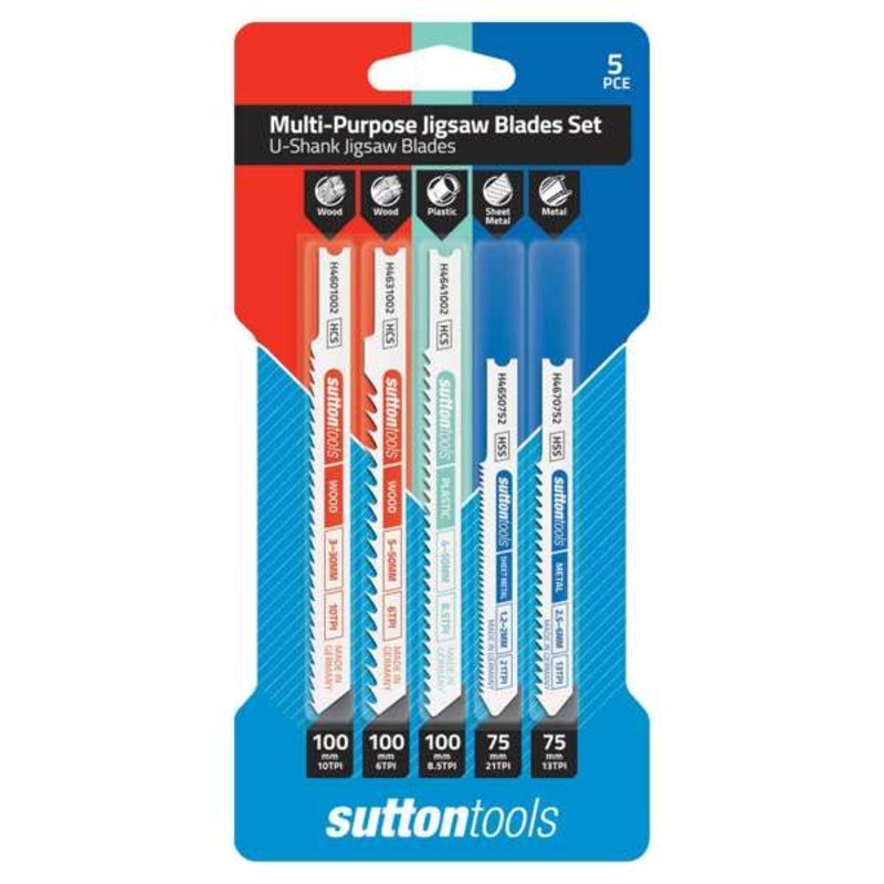 Sutton Tools U-Shank Jigsaw Blade Set Multi-Purpose – 5 Piece