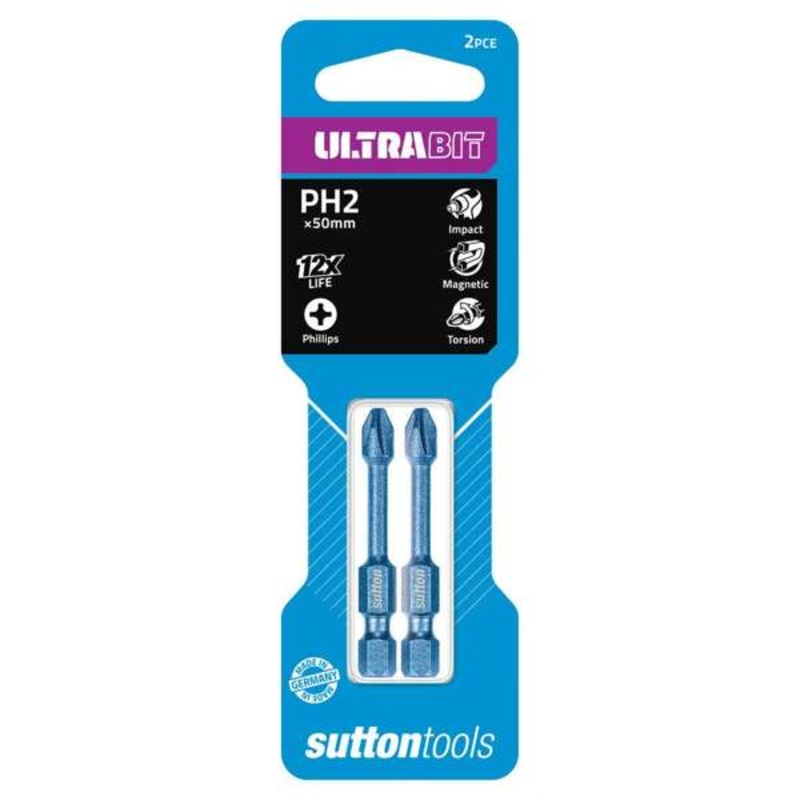 Sutton Tools Ultrabit Screwdriver Phillips PH2 x 50mm – 2 Pack