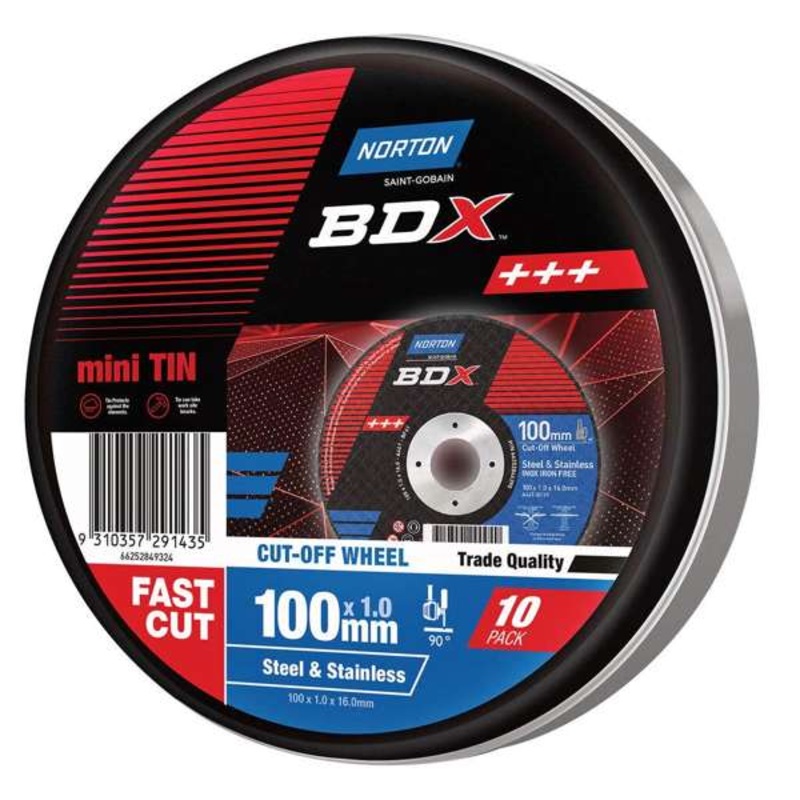 Norton Mini TIN Cut-Off Wheel 100 x 1.0 x 16mm – 10 Pack