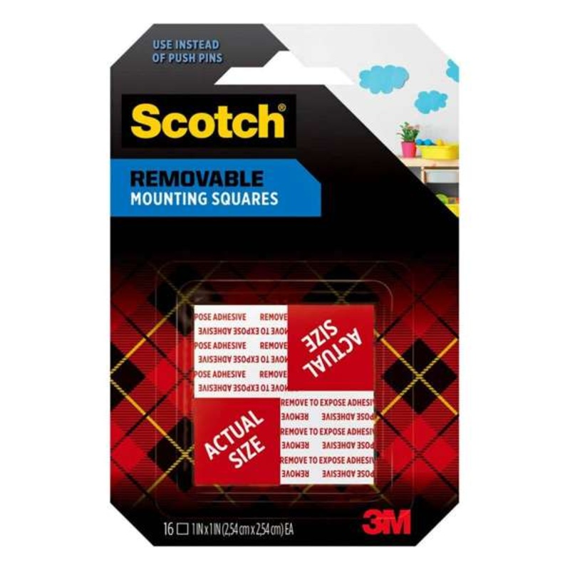 Scotch Removable Mounting Squares 25mm x 25mm – 16 Pack