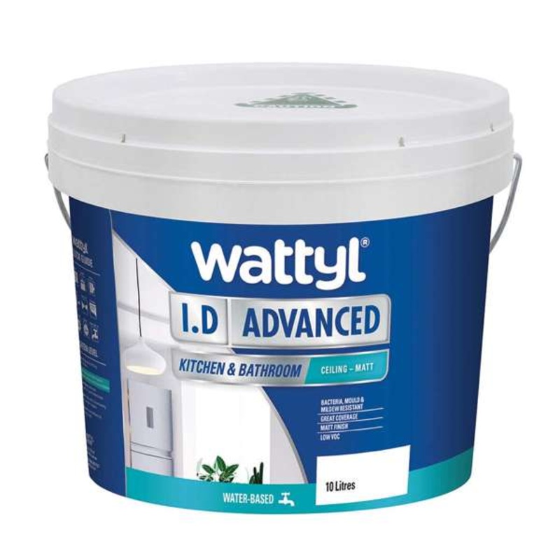 Wattyl I.D Advanced Kitchen & Bathroom Ceiling White 10L