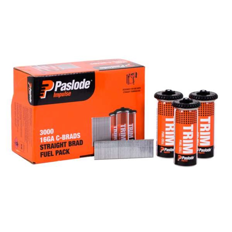 Paslode 25 x 1.6mm C25 Impulse Brad With Fuel – 3000 Pack