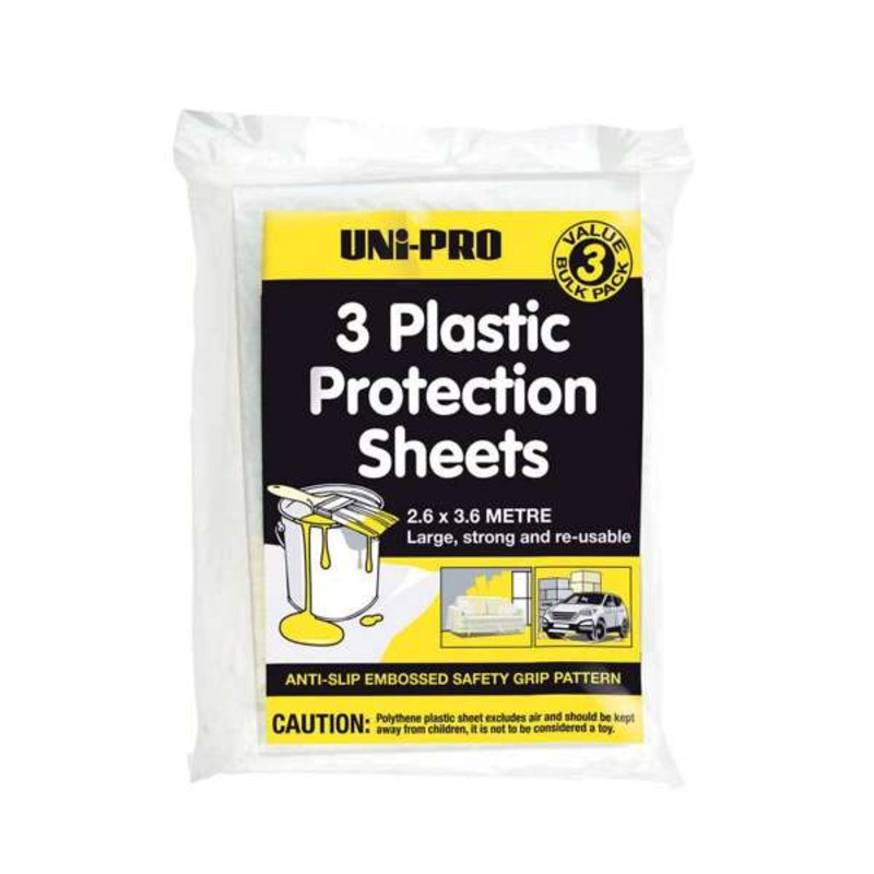 Uni-Pro Plastic Protection Sheet 2600 x 3600mm – 3 Pack
